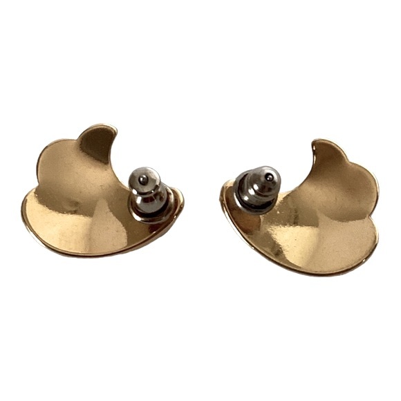 Napier Gold Tone Curved Wing Style Red Enamel Inlay Post Earrings Vintage EUC - Picture 3 of 7